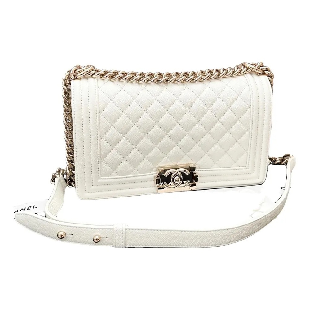 Chanel White Quilted Medium Boy Bag